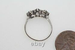 Elegant Antique English Platinum Old European Brilliant Cut Diamond Trilogy Ring