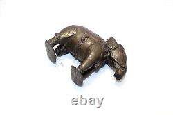 Elephant Figurine Antique Vintage Old Copper Hand Engraved Home Decor Gift F976