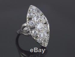 Estate Vintage Antique Platinum Old Miner Cut Diamond Art Deco Ring Band Sz 3.25