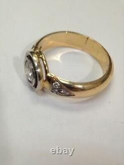Fabulous Antique 18K Gold Bezel Set. 60CT Old Mine Cut Diamond Ring Size 6