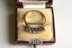 Fine Antique 18ct Gold & Plat 0.55ct Old Cut Diamond Five Stone Half Hoop Ring