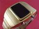 Gold 1970s Old Vintage Style Led Lcd Digital Rare Retro Mens Watch 12 24 Hour Om