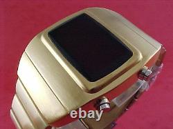 GOLD 1970s Old Vintage Style LED LCD DIGITAL Rare Retro Mens Watch 12 24 hour Om