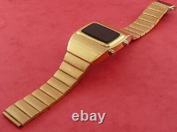 GOLD 1970s Old Vintage Style LED LCD DIGITAL Rare Retro Mens Watch 12 24 hour Om