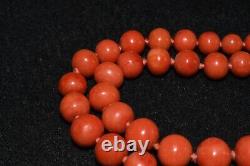 Genuine Antique Vintage Old Round Natural Momo Coral Bead Necklace 41.6gr