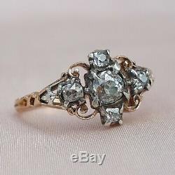 Georgian Old Mine Cut Diamond Ring Antique Vintage Engagement Gold Ring 1800
