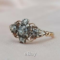 Georgian Old Mine Cut Diamond Ring Antique Vintage Engagement Gold Ring 1800
