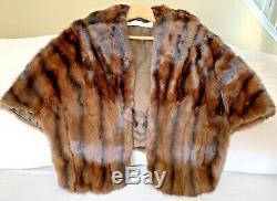 Gorgeous Vintage Famous Barr FUR SALON Mink Fur Shawl Coat Brown Antique Old Vtg