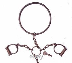 Handcrafted Vintage Old Antique Iron Rare Neck, Leg & Hand Handcuffs