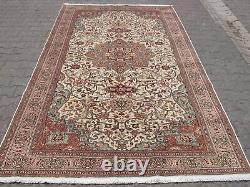 Handmade Oriental Floral Rug, Old Large Wool Rug, Traditional Vintage Carpet 6x10