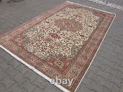 Handmade Oriental Floral Rug, Old Large Wool Rug, Traditional Vintage Carpet 6x10