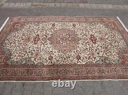 Handmade Oriental Floral Rug, Old Large Wool Rug, Traditional Vintage Carpet 6x10