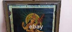 Hindu Religious Goddess Saraswati Antique Vintage Old Print Frame Wall Decor E69