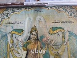 Hindu Temple Goddess Saraswati Lakshmi Antique Vintage Old Original Print A75
