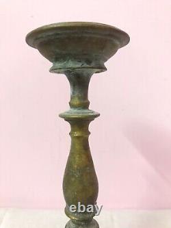Hindu Temple Pooja Incense Burner Diya Bronze Stand Lamp Antique Vintage Old C19