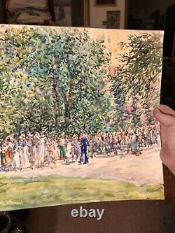 Important Looking Old Antique Vintage Unframed Pointillist Watercolor Painting