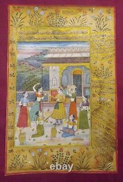 Indian Hand Paint Miniature Royal Rajput King Holi Art Vintage Old Paper Detail