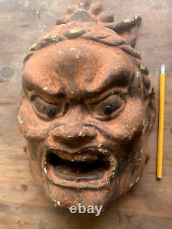 Japan Samurai Mask Bishamon NOH Ji 130+Yr OLD Antique