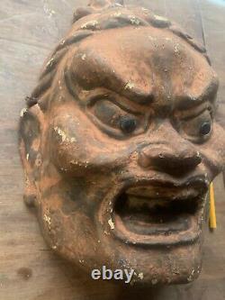 Japan Samurai Mask Bishamon NOH Ji 130+Yr OLD Antique