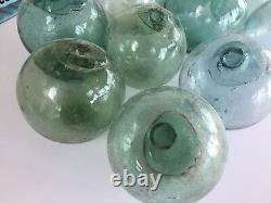 Japanese Glass Fishing Floats 10 x 3, No Netting Authentic Old Japan Balls