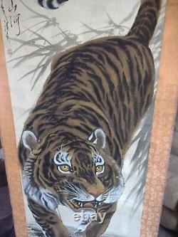Japanese Painting Hanging Scroll Japan Art Tiger Vintage Old Picture