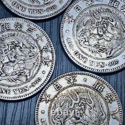 Japanese old coins Antique Vintage Japanese old coin 1-yen silver coin set of 6
