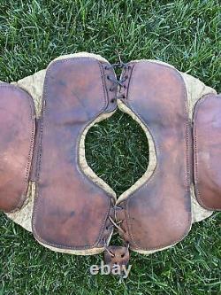 KILLER vintage 1920's Antique ALL BROWN Leather Football Shoulder Pads OLD Circa