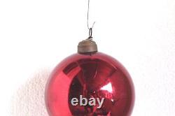 Kugel Christmas Ornament Rare Vintage Old Big Red Round Glass Home Decor V-8