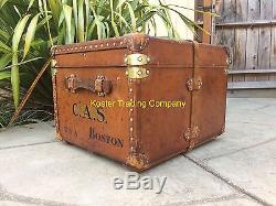 LOUIS VUITTON Antique Leather Steamer Trunk vintage chest lv old purse bag rare
