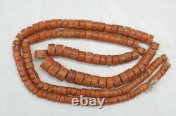 Large OLD Antique vintage red pink coral beads necklace saturated color 79,8 gr
