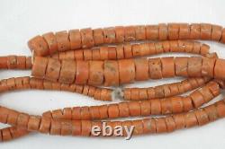 Large OLD Antique vintage red pink coral beads necklace saturated color 79,8 gr