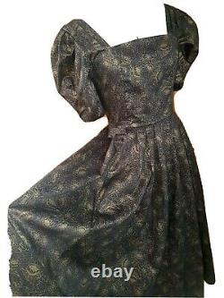 Laura Ashley black gold puff sleeve dress victorian. UK 8,10. Old 12 Immaculate