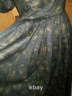 Laura Ashley black gold puff sleeve dress victorian. UK 8,10. Old 12 Immaculate