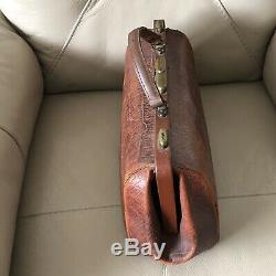 Midwife Bag Antique Doctors Case Brown Leather Gladstone 1910s 1920s Vintage Old