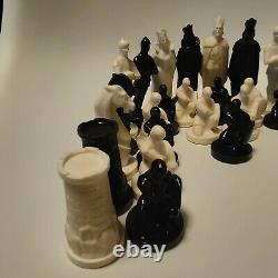 Military Style Chess Vintage Ussr Set Soviet Gypsum Russian Antique Old Rare Su