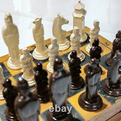 Military Style Chess Vintage Ussr Set Soviet Gypsum Russian Antique Old Rare Su