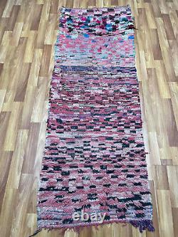 Moroccan antique CARPET vintage area rug hand-made berber old rug 3 x 8 ft