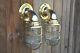 Nautical Wall Light Vintage Retro Cage Bulkhead Old Brass Ship Lamp Industrial