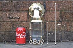 Nautical Wall Light Vintage Retro Cage Bulkhead Old Brass Ship Lamp industrial