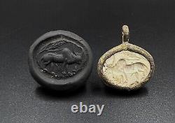 Near Easter Bactrian Vintage Antique Old Agate Stone Intaglio Stamp Pendant