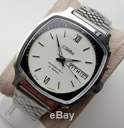 New Automatic Vintage Ussr Made Old Stock Slava 2427 Double Calendar Watch