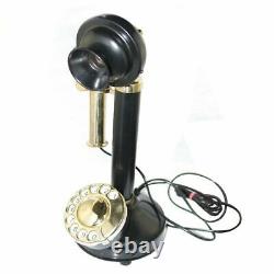 New Black & Brass Candle Stick Type Telephone, Old Vintage Antique Style