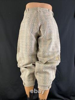 New Old Stock NOS Antique Vintage Mens Size 33 Wool Plaid Hunting Knicker Pants