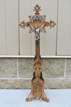 Nice Antique Vintage Altar Cross, Very Ornate, 100 Years Old (CU63) chalice co