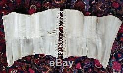 OLD Antique 19th century Victorian long overbust CORSET Large Sz 40-30-43