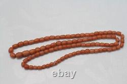 OLD Antique vintage clear pink coral beads necklace saturated color 25,2 grams