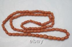 OLD Antique vintage clear pink coral beads necklace saturated color 25,2 grams