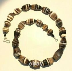 OLD BEADS Antique Vintage Banded Agate Jewelry Necklace String