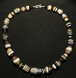 OLD BEADS Antique Vintage Banded Agate Jewelry Necklace String