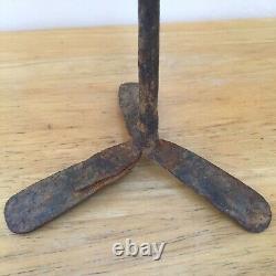 Old African Hand Forged Iron Dogon Ceremonial Ritual Oil Lamp Antique Vintage